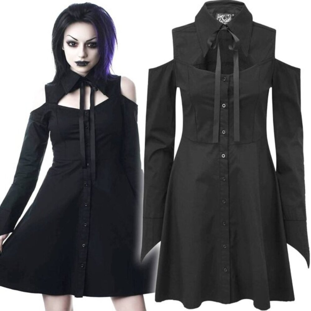Killstar Exorcista Shirt Dress - L / Black - Picture 1 of 2